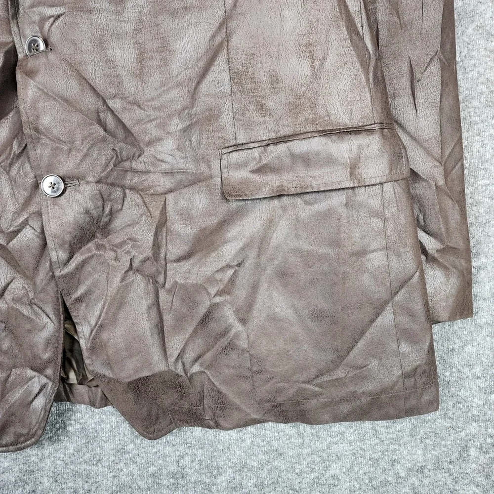 Calvin Klein Blazer Mens 54L Faux Leather Brown EUC